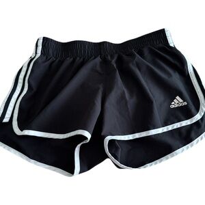 adidas Black Athletic Shorts with White Piping and Stripes